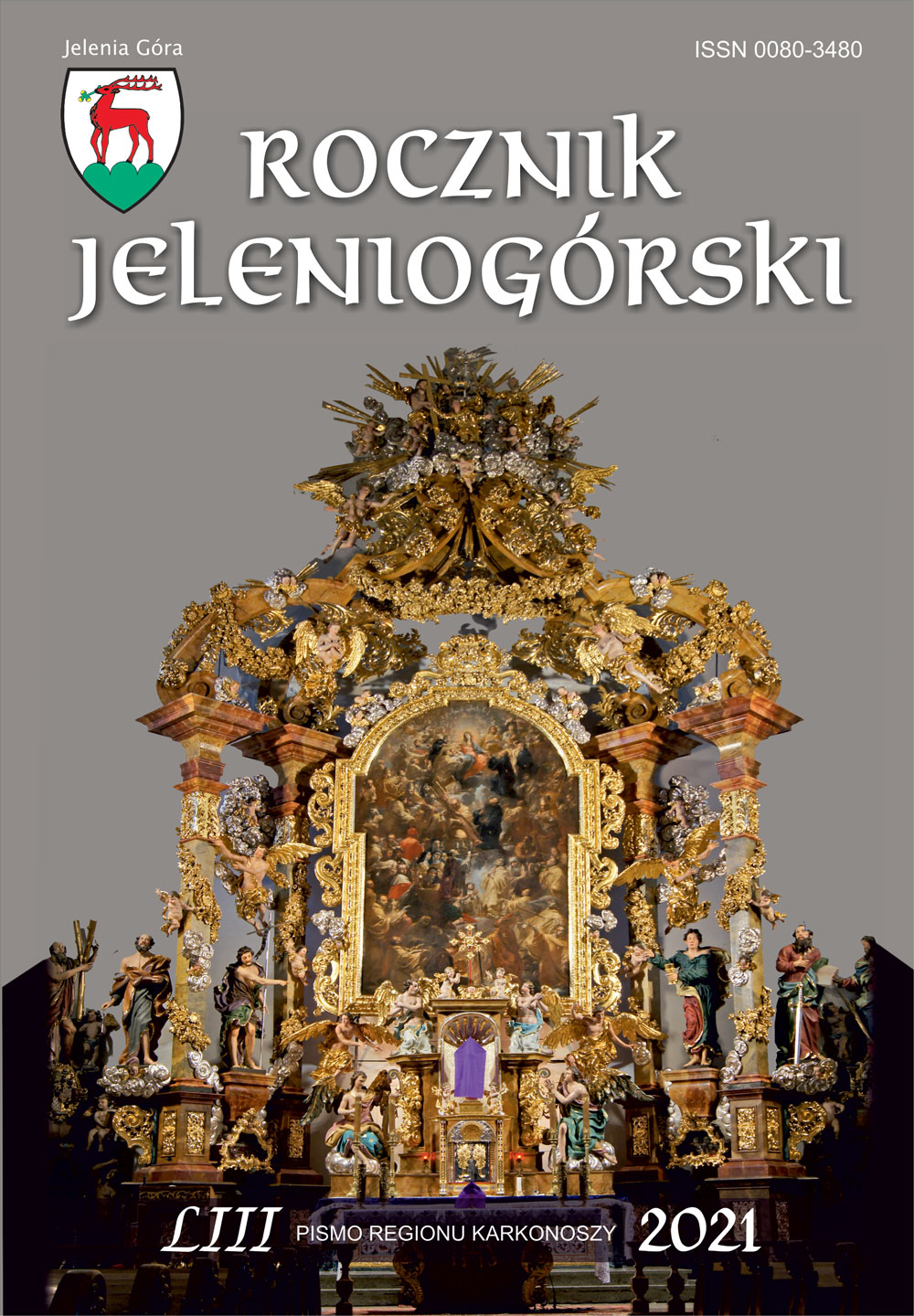 Okładka Rocznika Jeleniogórskiego 2021 przedstawia ołtarz główny w kościele Św. Jana Chrzciciela w Cieplicach